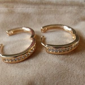 Champagne Gold-Color& Cubic Zirconia Earrings